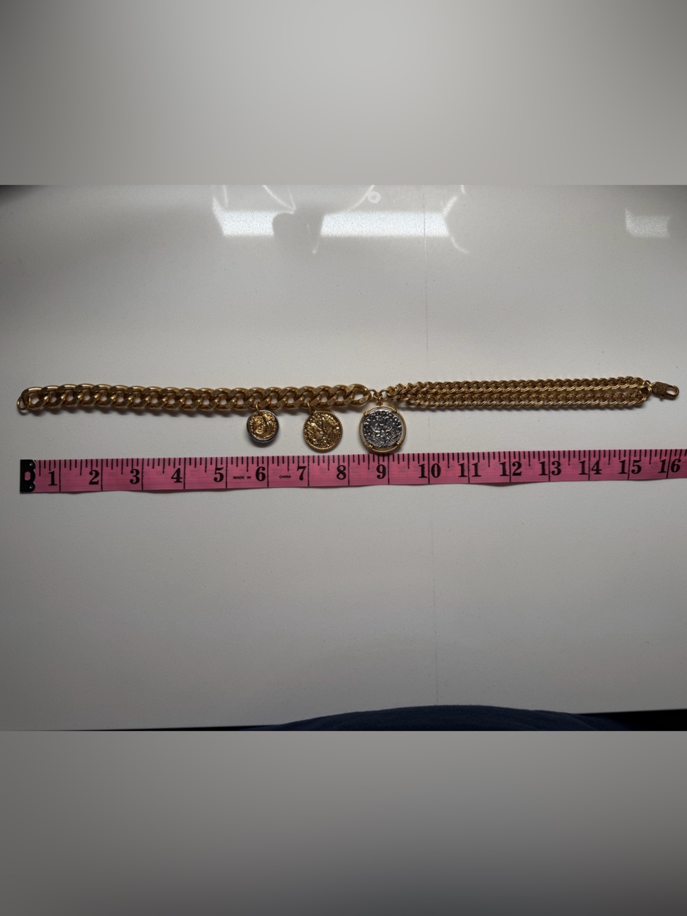 Zara Gold-Tone Layered Chain Necklace with Coin Charms - Picture 2 of 3